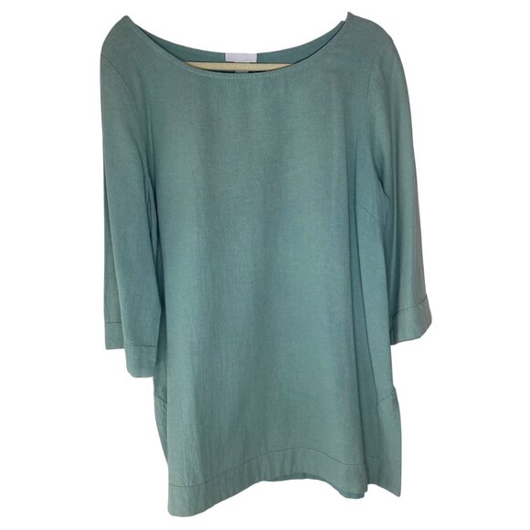 Soft Surroundings‎ Loose-Fit Seafoam Green Tunic Top With 3/4 Sleeves Pocket - Picture 1 of 12